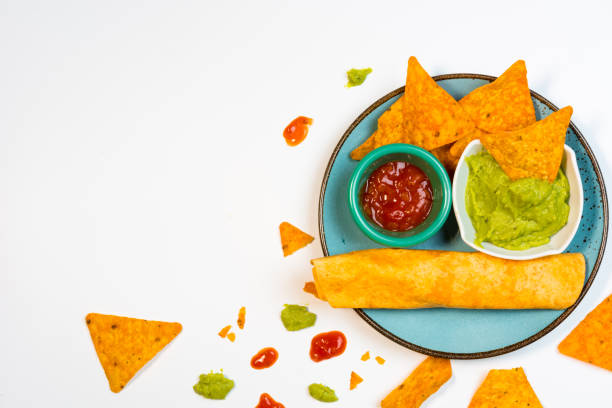 istock Nachos with guacamole on a white background. . 1163168881