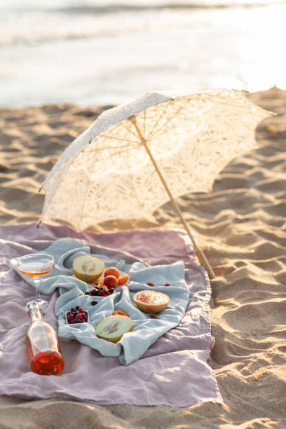 Beautiful summer picnic on the beach.