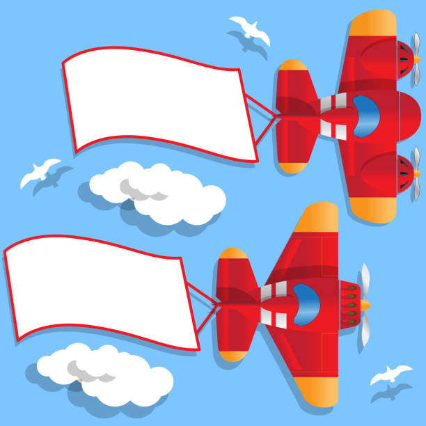 istock Set of aircraft with ribbon. 1163176065
