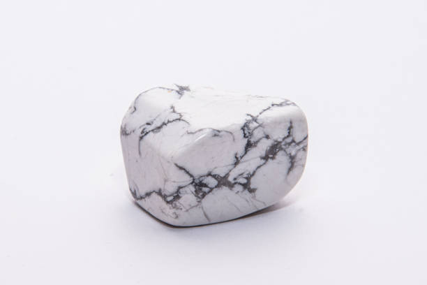 Black and white howlite gemstone with beautiful texture stock photo