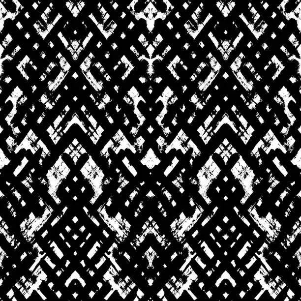 Vector illustration of Vector criss-cross seamless pattern. Textured grunge geometric background