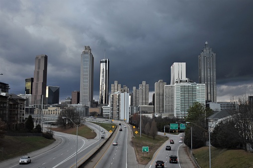 Skyline of Downtown Atlanta on a rainy day