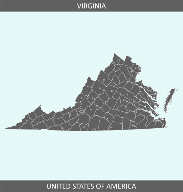 Virginia county map Counties map of Virginia state of United States of America. The map is accurately prepared by a map expert. manassas stock illustrations