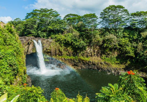 Hawaii, Hilo. Hawaii, Rainbow Falls in Hilo. Wailuku River State Park. big island stock pictures, royalty-free photos & images