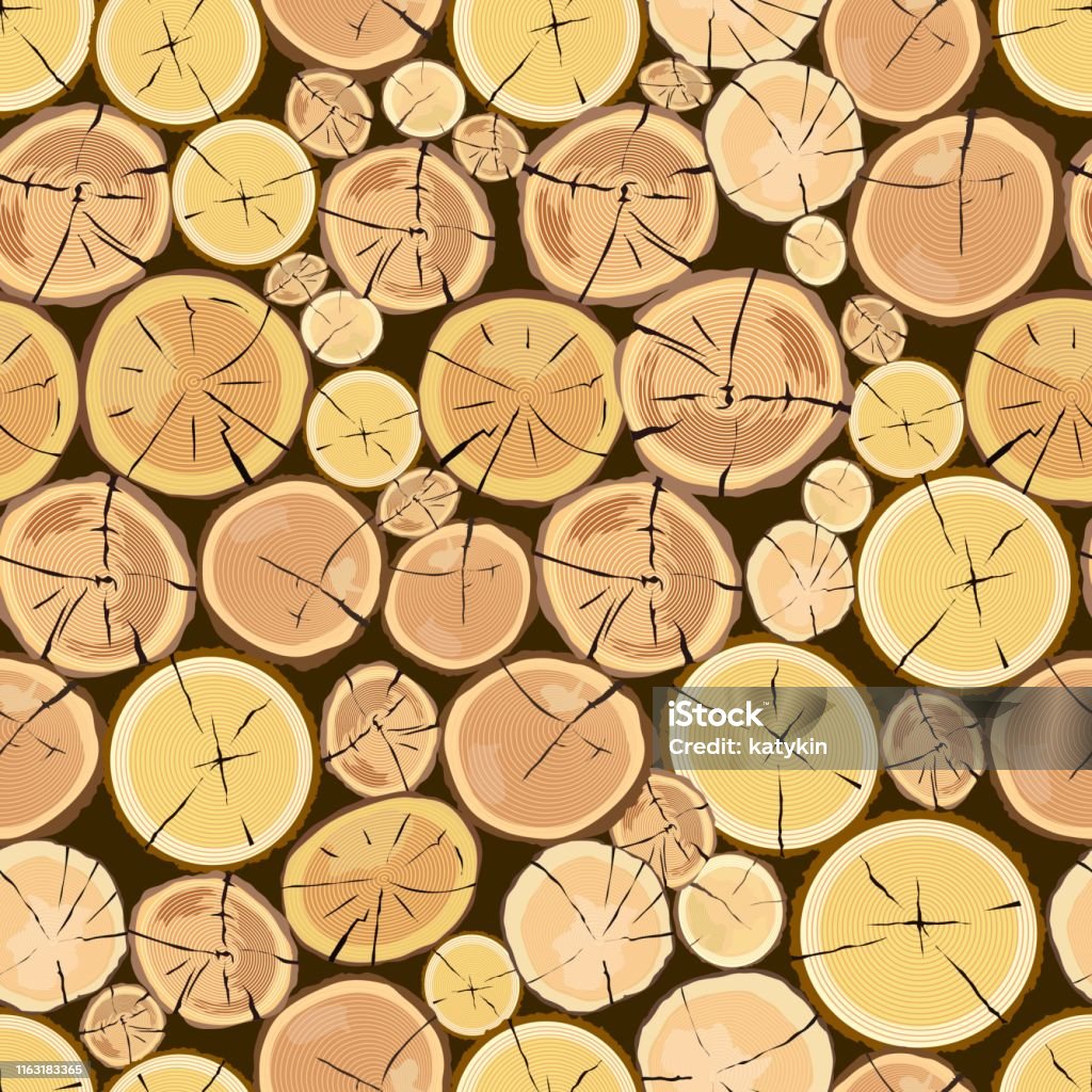 Talada Ilustración de Troncos De Madera Corteza Marrón De Madera Seca Talada y ...