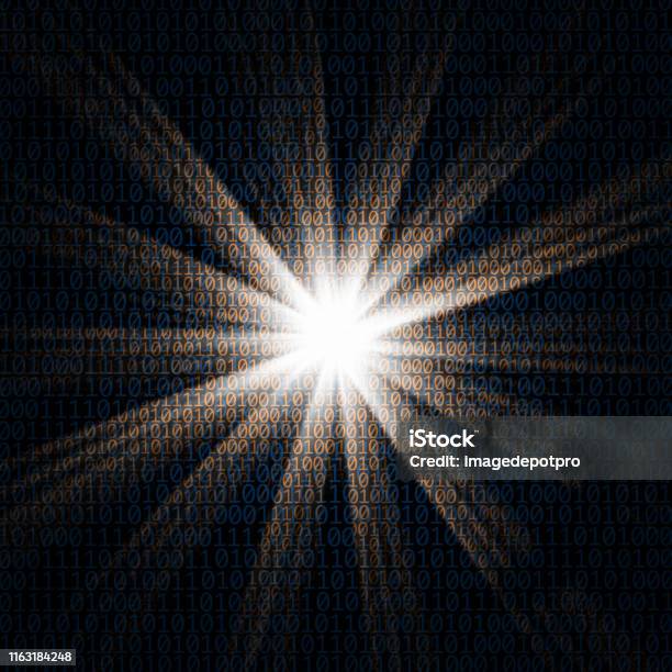 Binary Codes Of One And Zero With Light Beam Stock Photo - Download Image Now - Data, Origins, Strength