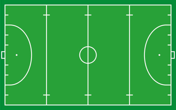 Frontalansicht des Hockeyfeldes. Geometrische und flach. – Vektorgrafik