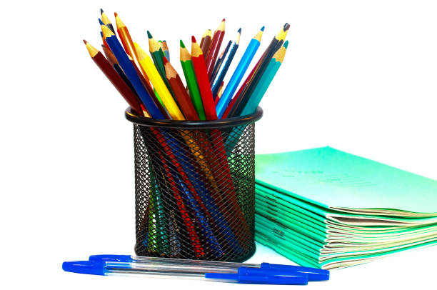 istock Color pencils and notebooks for school isolated on white 1163189768
