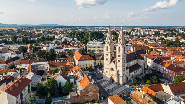 Aerial view of Wiener Neustadt Cathedral stock photo