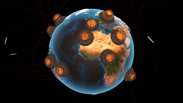 istock 3d Illustration of a nuclear war seen on a screen in the command center 1163190985