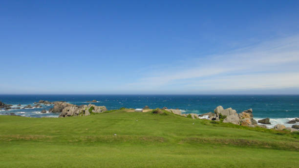 Tanesashi kaigan Coast. The coastline includes both sandy and rocky beaches, and grassy meadows scenic views. Hachinohe, Aomori, Japan.