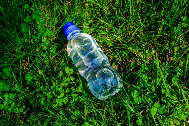 istock Plastic bottle with the clear water in green grass 1163192640