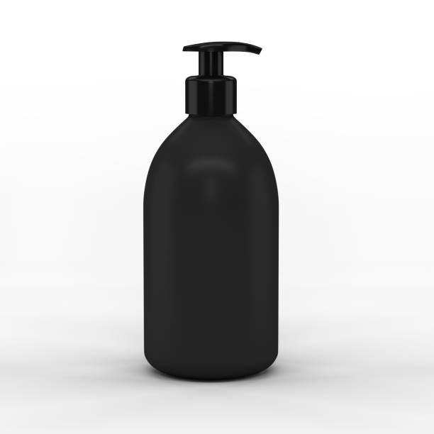 istock Black plastic bottle with dispenser for cosmetic 1163200058