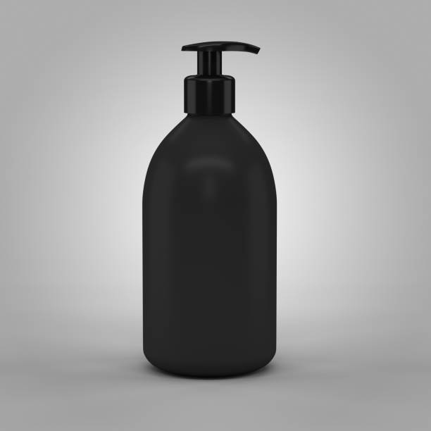 istock Black plastic bottle with dispenser for cosmetic 1163200060