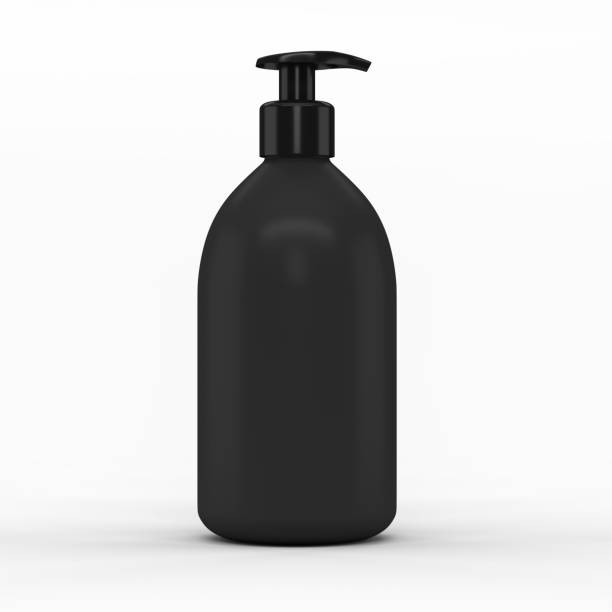 istock Black plastic bottle with dispenser for cosmetic 1163200063