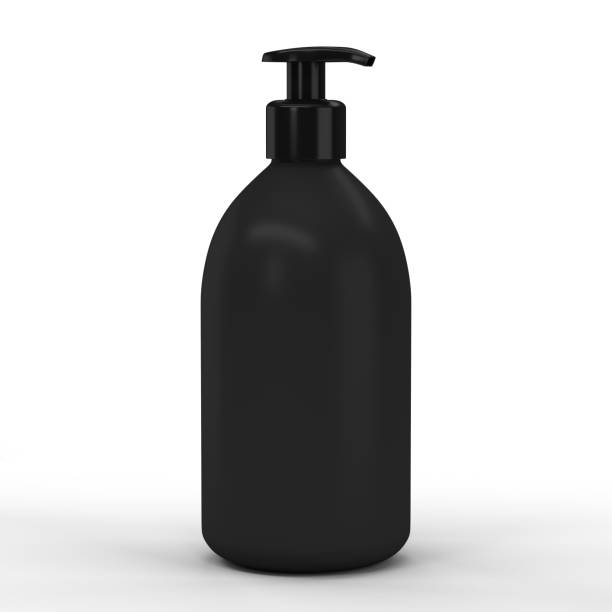 istock Black plastic bottle with dispenser for cosmetic 1163200116