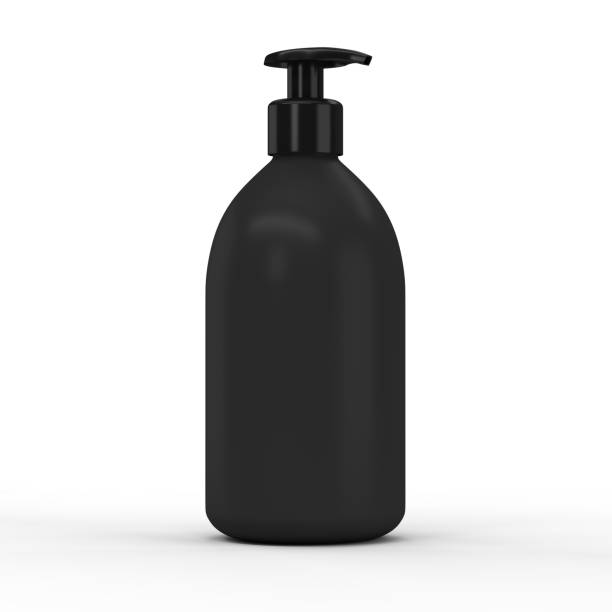 istock Black plastic bottle with dispenser for cosmetic 1163200117