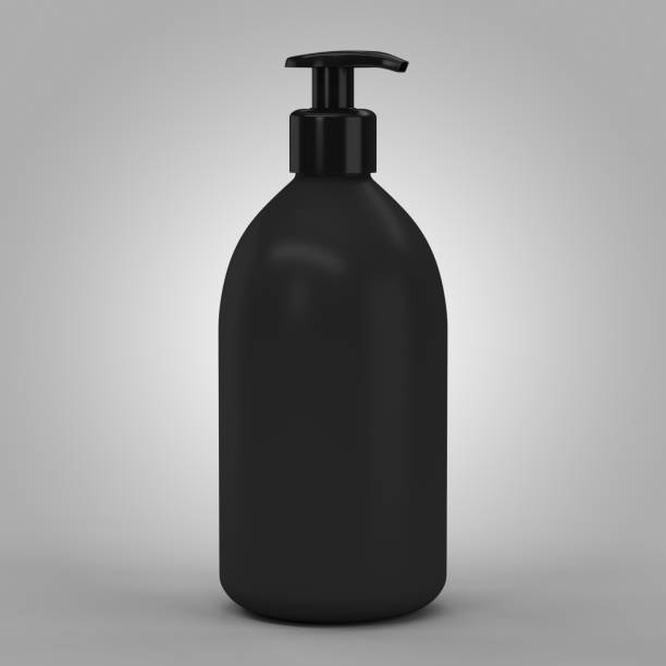 istock Black plastic bottle with dispenser for cosmetic 1163200122