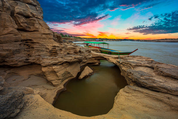 istock Sam Phan Bok, Ubon Ratchathani, Thailand,Landscape view of Sam Pan Bok or Thai grand canyon with sunrise in Ubon Ratchathani, Thailand 1163200208