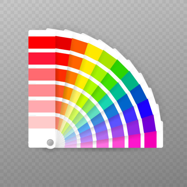 ilustraciones, imágenes clip art, dibujos animados e iconos de stock de guía de paleta de colores sobre fondo transparente - swatch spectrum multi colored document