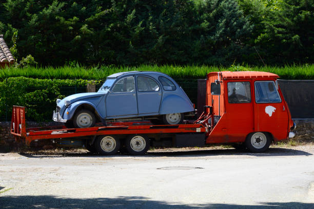 car transport - deux chevaux stockfoto's en -beelden