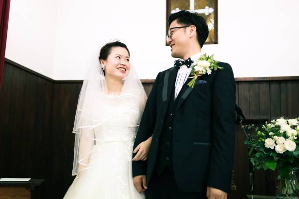 istock Happy asian bride and groom 1163204670