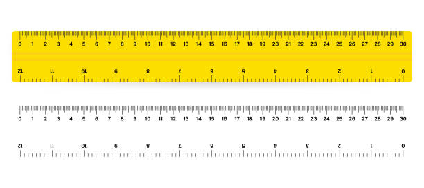 30cm pomiar taśmy linijki szkoły pomiaru metrycznego. linijka metryczna. - ruler stock illustrations