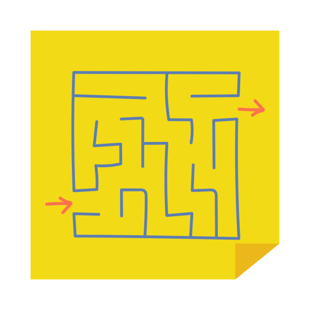 istock Square maze. Game for kids. Puzzle for children. Easy level of difficulty. Hand drawing. Labyrinth conundrum. Flat vector illustration isolated on sticker. 1163209684