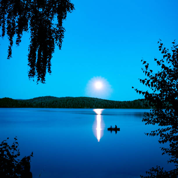 istock fantastic night landscape with moon over  lake 1163210797