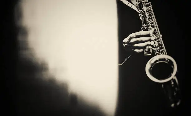 Saxophone, Player, vintage, dark, art, jazz