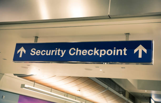 istock Security Checkpoint sign at the airport 1163216439
