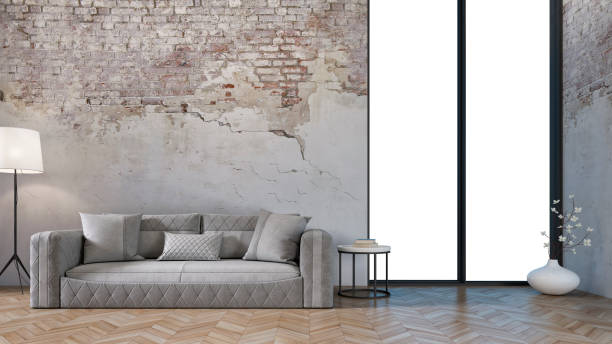 istock Elegant living room with sofa - ruined wall 1163221333