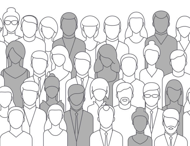 The crowd of abstract people, line style. Flat design The crowd of abstract people, line style. Flat design, vector illustration. recruitment patterns stock illustrations