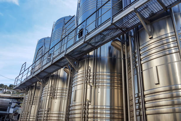 istock Steel net tanks in the open air 1163227318