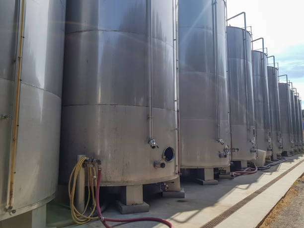 istock Steel net tanks in the open air 1163227371