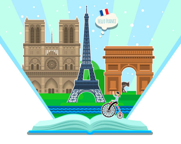 istock Concept of Travel and Tourism. Open book with landmarks. 1163227385