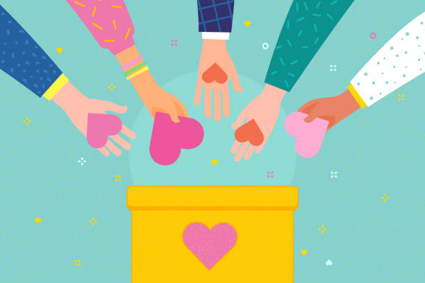illustrations, cliparts, dessins animés et icônes de concept de charité et de don. donnez et partagez votre amour aux gens. - blood blood donation healthcare and medicine giving