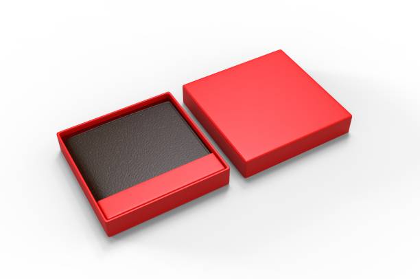 istock Blank Bi fold Flip Style Leather Wallet Packaging Box For Branding. 3d render illustration. 1163247952