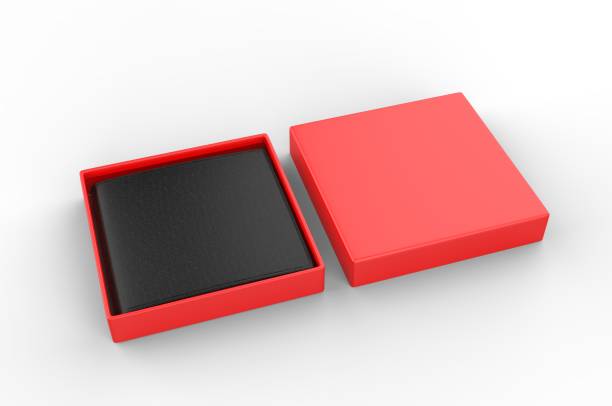 istock Blank Bi fold Flip Style Leather Wallet Packaging Box For Branding. 3d render illustration. 1163248575