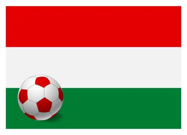 Vector illustration of Hungary flag and soccer ball