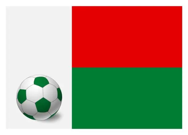 Vector illustration of Madagascar flag and soccer ball