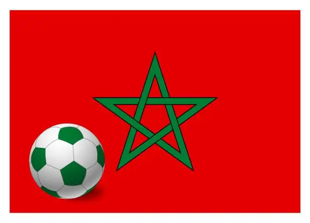 Vector illustration of Morocco flag and soccer ball