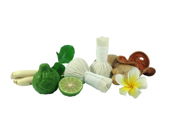 istock Thai herbal compress ball for relaxing massage in spa and Thai massage. 1163254791