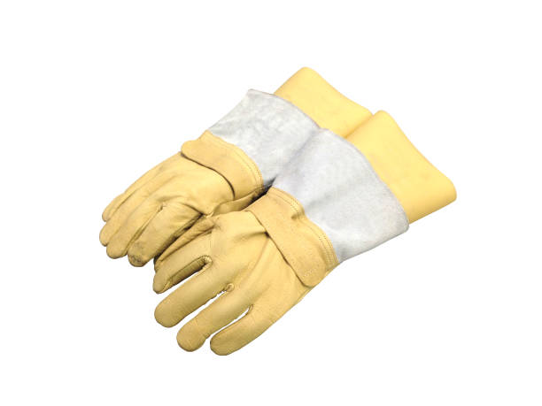 istock High voltage gloves isolated on white background. 1163255649