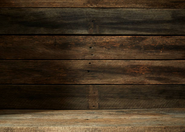 istock Wood background - table with wooden wall 1163256673