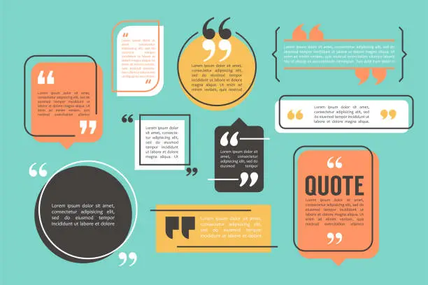 Vector illustration of Quote box and speech bubble templates set
