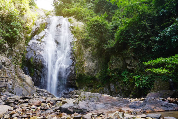 istock Waterfall in rain forest landscape. 1163267999