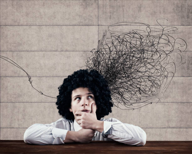 istock Businessman and a chaotic lines drawn on wall. 1163268694