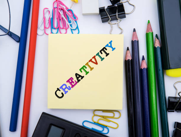 istock Word Creativity On Sticky Note With Office Supplies On White Background 1163270740