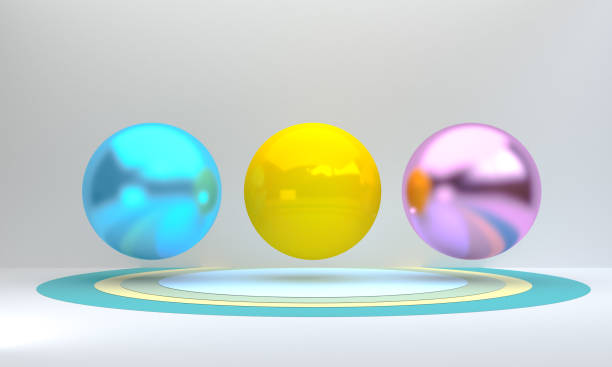 istock Minimalist Geometric shape colorful scene, 3d rendering. 1163270812